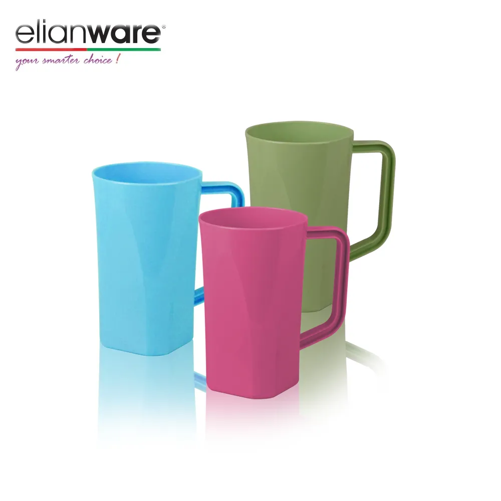 Elianware新しいデザインの高品質のポリゴン形状のプラスチックトールマグ (4ピースパック)