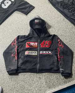 Sudaderas con Capucha Estilo Vintage Lavadas al Ácido, Personalizadas con Serigrafía, Parche Bordado con Logotipo, Efecto Desgastado por el Sol, Cierre de Cremallera, Otoño, 100% Poliéster, Secado Rápido - Product Image 1