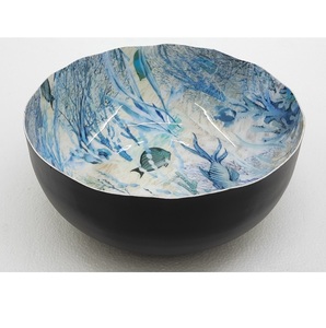 Acacia Wooden and Meena Work Kitchenware Bowl Deluxe Quality Round Shape Solid Wood Tabletop <b>Dinnerware</b> Bowl - Product Image 4