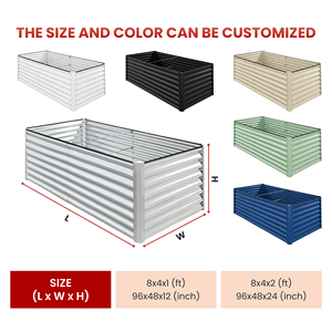 Metal Raised Garden Bed Rectangular Planter <b>Box</b> Outdoor Corrugated Galvanized Steel Garden Beds GB008 - Product Image 2