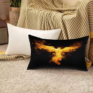 Almohada estampada Phoenix Rise: diseño moderno y abstracto de pájaro de fuego, 8"x16" - 20x40 cm - Product Image 5