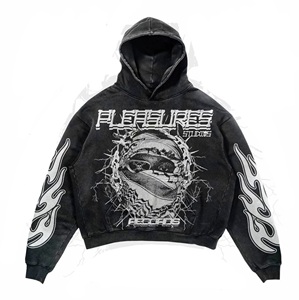 Sweats à capuche avec logo personnalisé 350GSM Sweat à capuche unisexe de haute qualité anti-rétrécissement poids lourd oversize sans ficelle en coton polaire Sweats à capuche pour hommes - Product Image 2