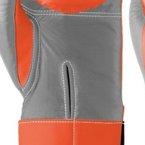 Gants de boxe professionnels en cuir orange et gris, avec fermeture velcro au poignet, pour l'entraînement et le sparring, pour hommes et femmes - Product Image 5