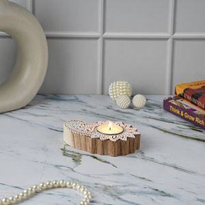 Juego de portavelas de madera de lujo indio antiguo moderno, forma curvada a mano, precio barato, artículo a granel para decoración del hogar - Product Image 6