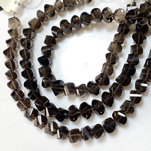 Perles de rondelle torsadées à facettes en quartz fumé, perles de forme fantaisie en pierres précieuses naturelles pour la fabrication de bijoux - Product Image 5