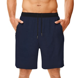 Shorts Bermuda pour homme bleu marine à séchage rapide, taille mi-haute, cordon de serrage, taille élastique, décontractés, sportifs, avec poches - Product Image 1
