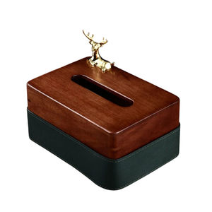 กล่องใส่กระดาษทิชชู่ไม้สักดีไซน์รังผึ้งสีทองทันสมัยสำหรับตกแต่งบ้านและสำนักงาน - Product Image 3