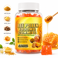 Pólen de Abeja Natural 1000mg en Gomitas, Jalea Real, Propóleo de Abeja, Sabor a Miel, Refuerzo Inmunológico, Control de Energía, Suplemento Dietético