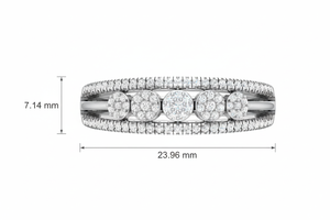 Anillo de Mujer con Diamantes Naturales de 40 Piedras en Oro de 14K, Chapado en Rodio, Corte Brillante Redondo, Certificado IGI - Product Image 2