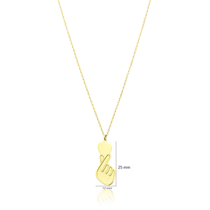 Collar con Colgante de Dedo con Diseño de Corazón, Forma Simple, Hecho a Mano en Turquía, Joyería de Plata de Ley 925 al por Mayor - Product Image 2