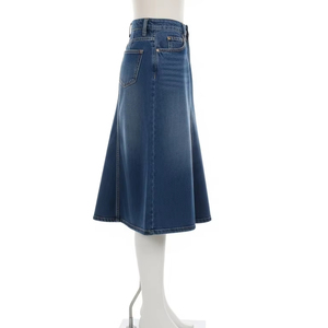 Jupes en jean A-Line écologiques pour femmes Jupe bleue décontractée à taille haute en coton mélangé Vêtements de mode Vêtements Boutique Outfit - Product Image 4