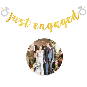 Wedding Banners Just Engaged Glitter Pull Streamers for <b>Engagement</b> Party <b>Decorations</b> - Product Image 5