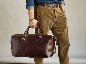 Sac de voyage en cuir véritable pour homme, vintage, week-end, sport, nuit, bagage à main, brun vieilli, grand, luxe, polyester - Product Image 4