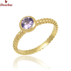 แหวนพลอยสีเงินสเตอริง925อเมทิสต์ธรรมชาติแบบเรียบง่ายสง่างามพร้อมตัวเรือนชุบทองสำหรับงานแต่งงาน - Product Image 1