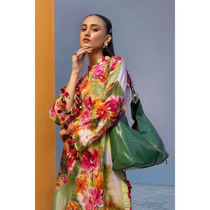 Traje de dos piezas sin coser verde estampado para mujer, formal, con estampado digital, talla grande XS, cuello mandarín, cremallera, para eventos. - Product Image 6