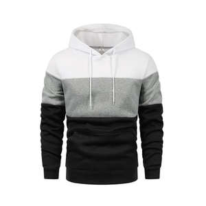Mens Color Block Pullover Hoodie Fleece Sweatshirt Winter Casual Streetwear Warm Hooded <b>Top</b> for Wholesale - Product Image 2