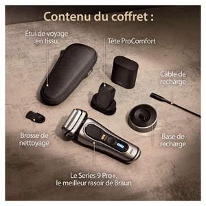 Système de rasoir rotatif électrique pour homme avec tête de massage pré-rasage, base de charge étanche et autonomie de 60 minutes, couleur argent - Product Image 3