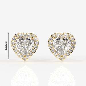 Pendientes de Plata de Ley con Diamantes Moissanite Corte Corazón Halo - Product Image 2