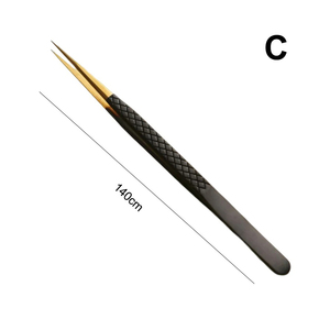 Pinzas de extensión de pestañas de acero inoxidable negro profesional Pinzas de pestañas de punta de fibra de belleza de alta cantidad con etiqueta privada - Product Image 4
