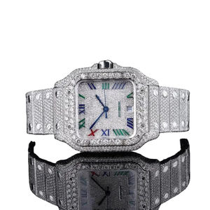 Reloj de lujo de acero inoxidable para hombre con Lab Grown VVS Clarity Baguette Diamond Totalmente helado para uso diario Fiestas de lujo - Product Image 1