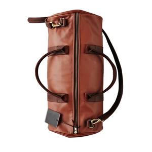 Grand sac de sport léger en cuir véritable sac de sport de voyage imperméable avec fermeture à glissière et compartiment à chaussures - Product Image 3