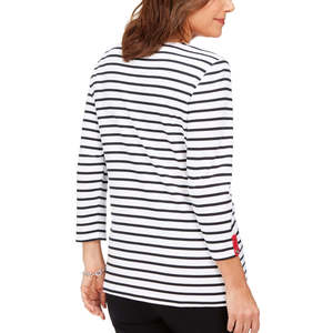 Top Sportivo a Righe da Donna Karen Scott, Design Bicolore in Rosso Brillante, Taglia Piccola, Maglia Lavorata a Maglia - Product Image 2