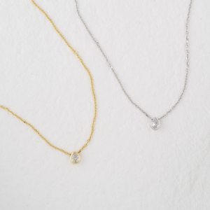 Dainty Bezel CZ Collier Pendentif Larme Minimaliste Superposition Bijoux Cadeau Délicat Pour Son Élégant Collier De Tous Les Jours - Product Image 1