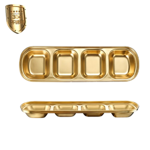 Bol d'assaisonnement en or à quatre grilles avec cloison pratique pour le trempage de sauces et de condiments - Product Image 1