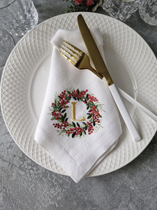 Set <span class=keywords><strong>di</strong></span> <span class=keywords><strong>Tovaglioli</strong></span> Natalizi in Lino Personalizzati con Ricamo, Produzione e Fornitura HSC Factory - Product Image 3