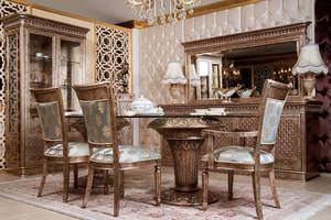 Ensemble de salle à manger de luxe fabriqué à la main avec une finition dorée somptueuse et des détails majestueux pour améliorer votre design d'intérieur classique - Product Image 2