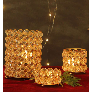 Bougeoirs chauffe-plat en cristal et chandeliers en métal pour la maison hôtel café bar pour décorations de table de noël - Product Image 4