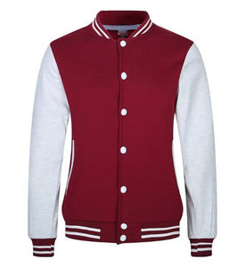 Veste bomber de style baseball personnalisée pour homme, avec lettres varsity, bleu gris, manches contrastées, vêtements décontractés, imprimé polyester/nylon - Product Image 2