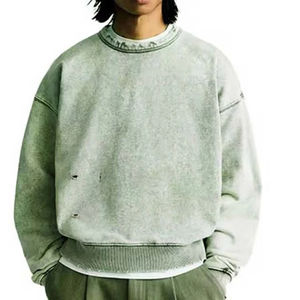 Sweat-shirts à col rond pour hommes, surdimensionnés, 100% coton, nouvelle mode personnalisée, 380 GSM, délavés à l'acide, usés, basiques, en provenance du Pakistan - Product Image 5