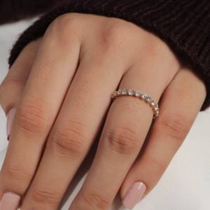 Anillo de compromiso Real certificado IGI Pave Diamond Design Wedding Band Full HPHT Lab Creado Anillos de diamantes Anillo de mujer personalizado - Product Image 4