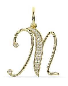 Pendentif en moissanite à lettre le plus vendu, argent sterling 925 plaqué or jaune, pendentif personnalisé avec nom pour femme et homme, pendentif fin - Product Image 1