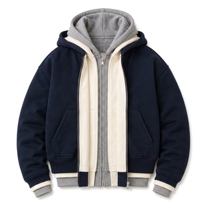 Sweat à capuche zippé personnalisé brodé 100% coton Streetwear Y2K Coupe classique Vêtement d'extérieur décontracté Marque privée OEM ODM Vente en gros - Product Image 4