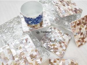 Posavasos con incrustaciones de fregona de lujo hecho a mano por Tradebyd Decoración de mesa artística para hogares modernos - Product Image 2