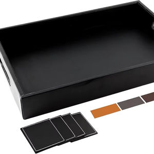 Super Qualité Noir Grand Plateau à Pilules Art Déco Moderne Or Poignées Grand Cadeau de Pendaison de Crémaillère Décoratif Résine Acrylique Plateau de Service - Product Image 1