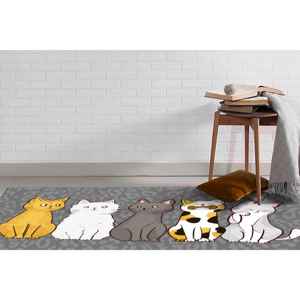 พรมลายแมวแบบนามธรรม: ดีไซน์สัตว์ทันสมัย, เหมาะสำหรับสัตว์เลี้ยง, พรมพิมพ์ลาย, พรมนุ่มแบบไม่ทอ - Product Image 5