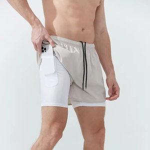 Séchage rapide entraînement Jogging Gym Fitness Sport confort taille élastique Double couche solide court athlétique hommes Shorts de course pour hommes - Product Image 4