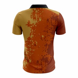 Golf de secado rápido para hombres para polos, uniforme de trabajo de punto de manga corta personalizado con estampado de empalme, diseño de dos botones - Product Image 2