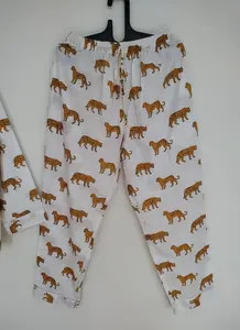 Pijama de lujo para mujer, ropa de dormir de algodón con estampado de Tigre, cómoda ropa de dormir India hecha a mano, conjunto de pijamas, Material de algodón 100% - Product Image 3