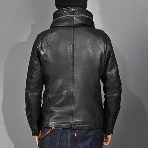Shop Best.New Arrival.Jet Korea Slim Style Genuine Leather Jacket.tanned Sheepskin Clothes.men <b>Black</b> Vintage Leather Coats - Product Image 2