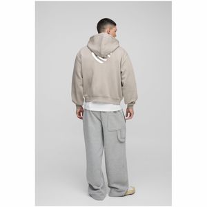Sweat à capuche en coton biologique 100% pour hommes de haute qualité Streetwear épais et épais surdimensionné à motif solide perlé Style hivernal - Product Image 5