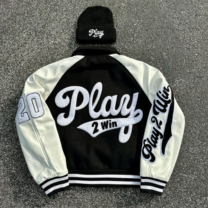 Veste varsity d'hiver pour homme LEMBRO INDUSTRY, 100% laine, écologique, coupe-vent, respirante, fermeture à un bouton sur le devant - Product Image 2