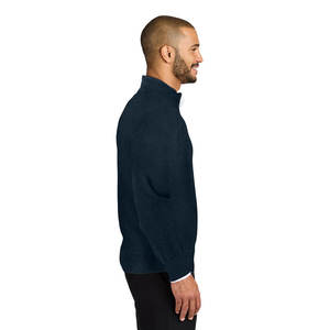 Men's Quarter Zip <b>Sweater</b> Slim Fit Casual Pullover Mock <b>Sweaters</b> Quarter Zip Jumper Navy - Product Image 3