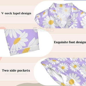 เซ็ตชุดนอนผู้หญิงมีสไตล์พร้อมเสื้อเชิ้ตคอปกและกางเกงเข้าชุดชุดนอนแขนสั้นของผู้หญิงพร้อมผ้านุ่มพิเศษ - Product Image 6