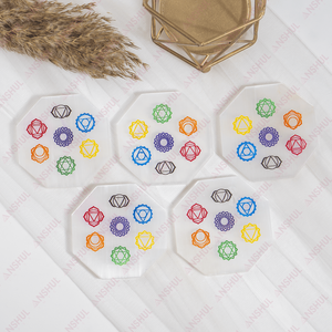Anshul Impex, Exportador Líder, Placa Hexagonal de Cristal de Selenita Multicolor de 3 Pulgadas, Calidad AAA, 7 Chakras, para Meditación - Product Image 3