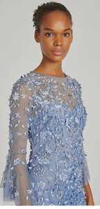 Vestido de noche de pétalo para mujer madura, diseño de espalda de firma, mangas suaves, puños con volantes, bordado a mano, con cuentas, lentejuelas, Lycra - Product Image 3