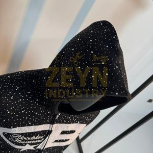 Nouveaux sweats à capuche pour hommes avec impression graphique et strass, logo personnalisé, streetwear en coton, sweats à capuche personnalisés respirants avec patchwork - Product Image 2